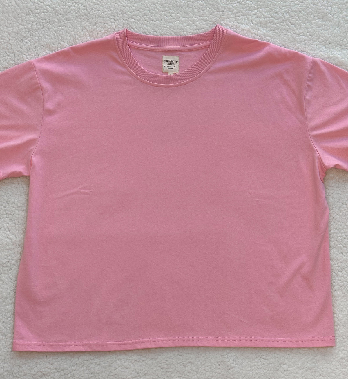 Lush Pink Basic Slightly Cropped Blank Tee