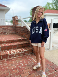 Retro USA Navy 1/4 Zip