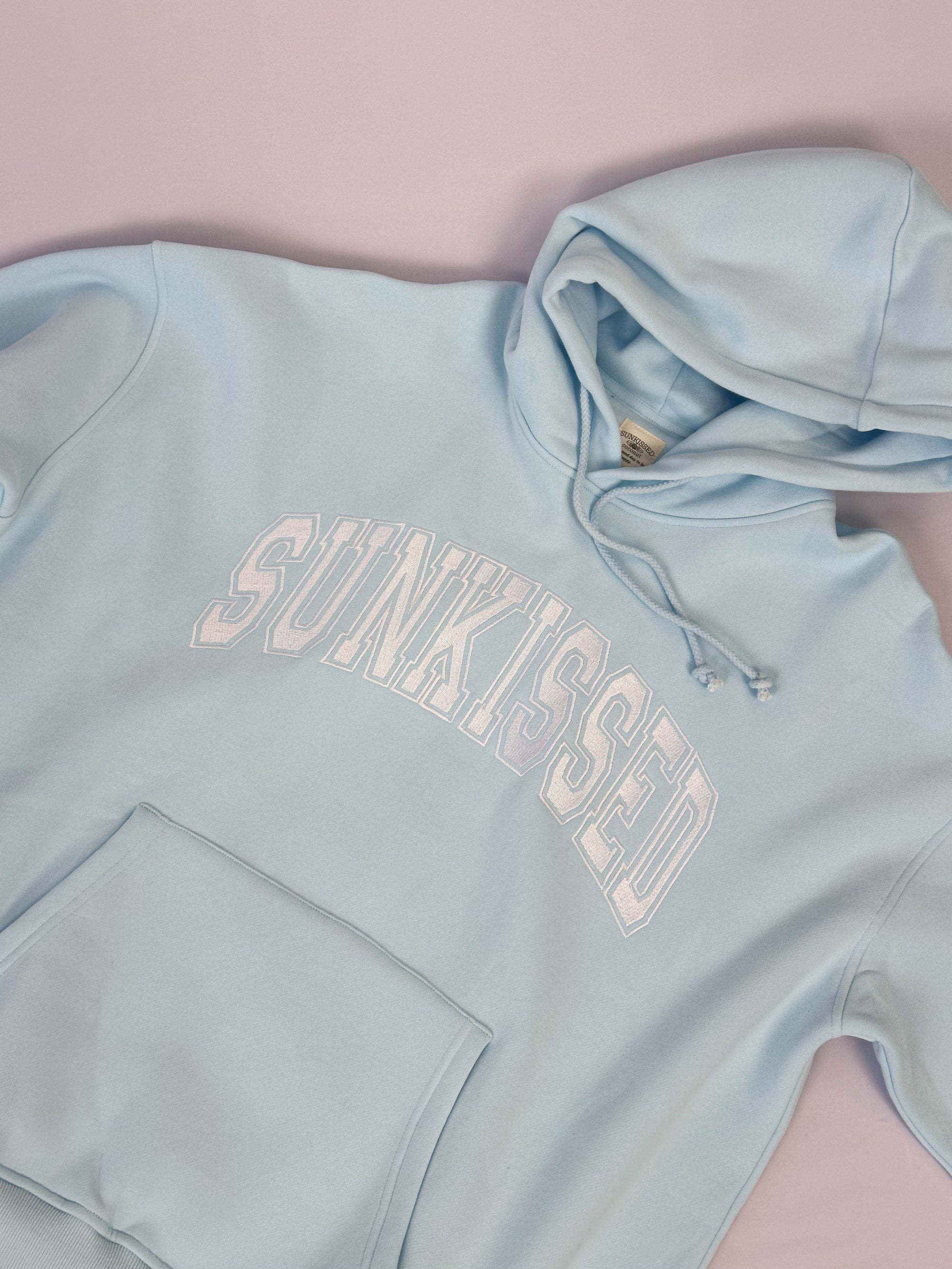 Icy Blue Sunkissed Varsity Embroider Hoodie