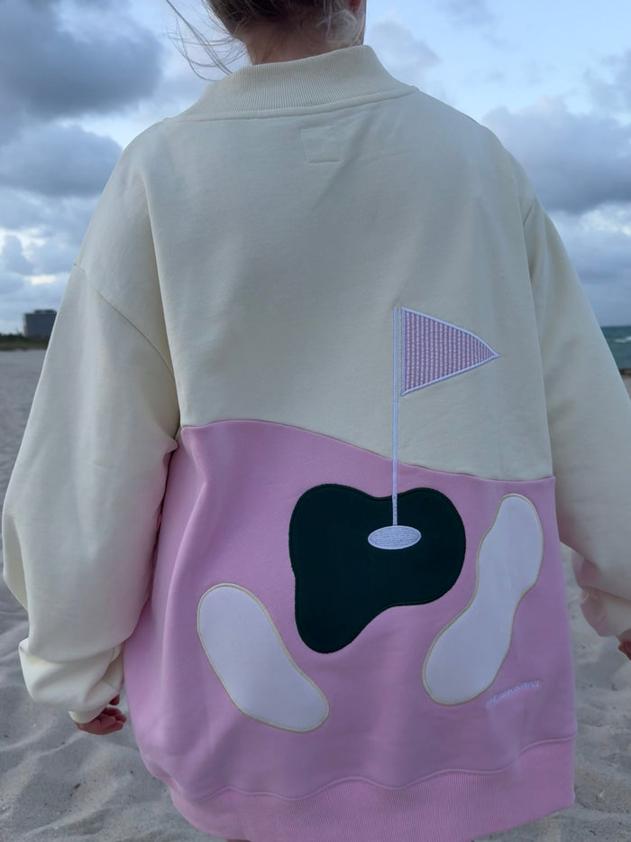 Golfing On The Green Mockneck Sweatshirt 100% Cotton