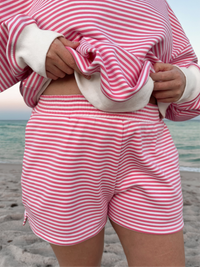Dark Pink and White Big Striped Shorts