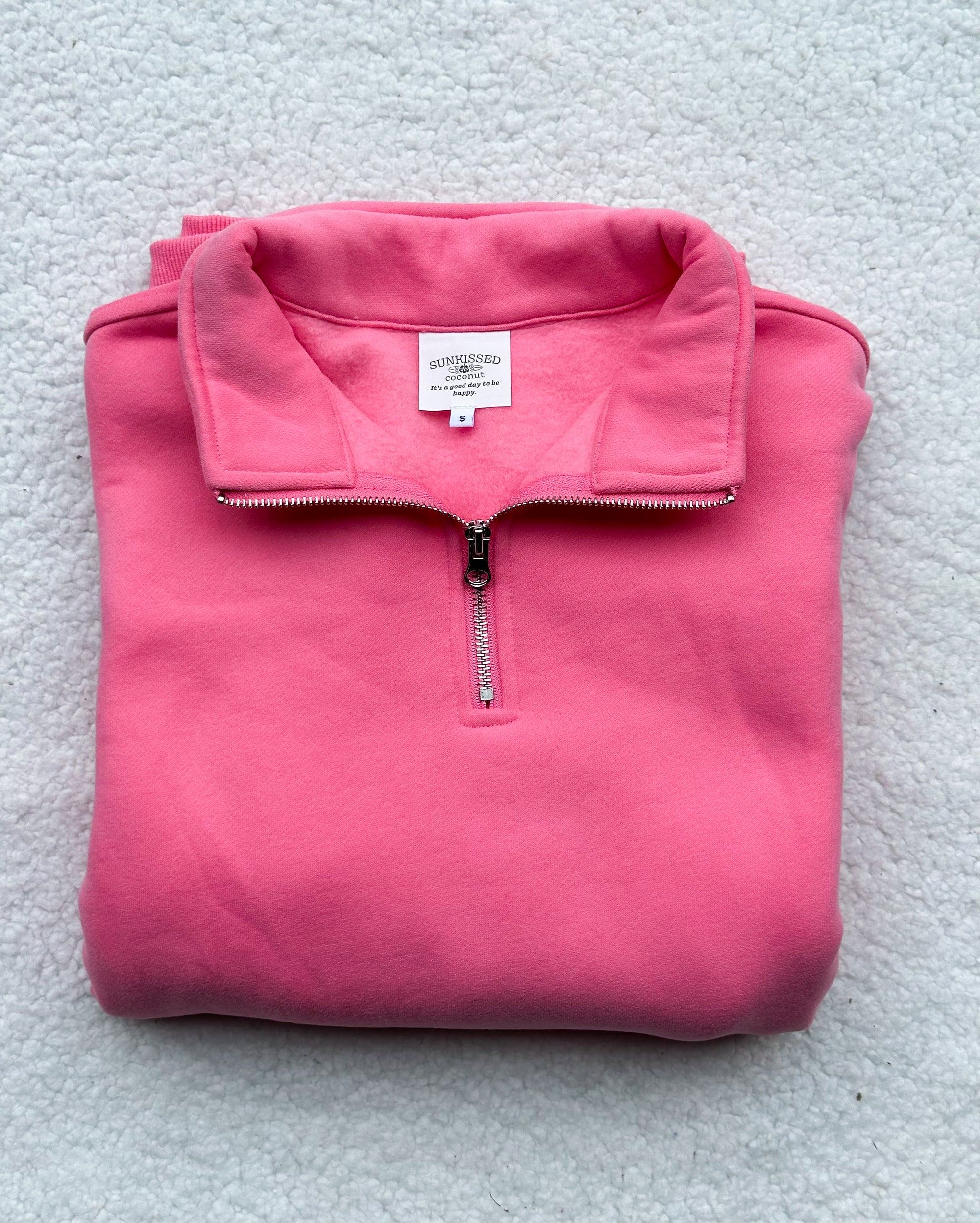 Hibiscus Pink Basic Blank Quarter-Zip Sweatshirt