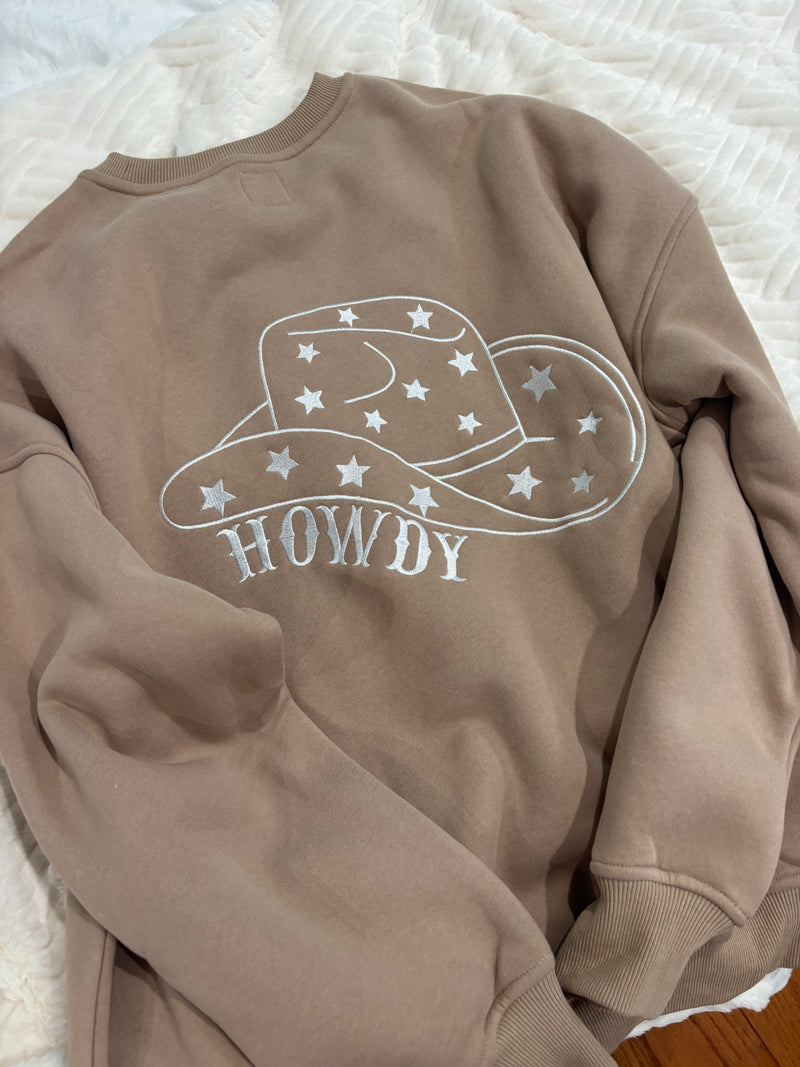 Cappuccino Howdy Embroider Sweatshirt