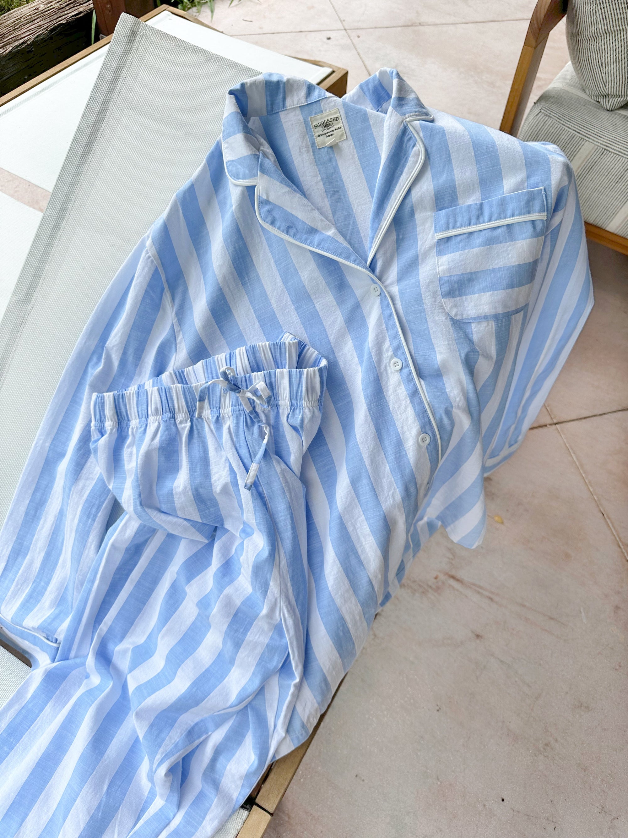 A Day In Greece Striped Pajama Top