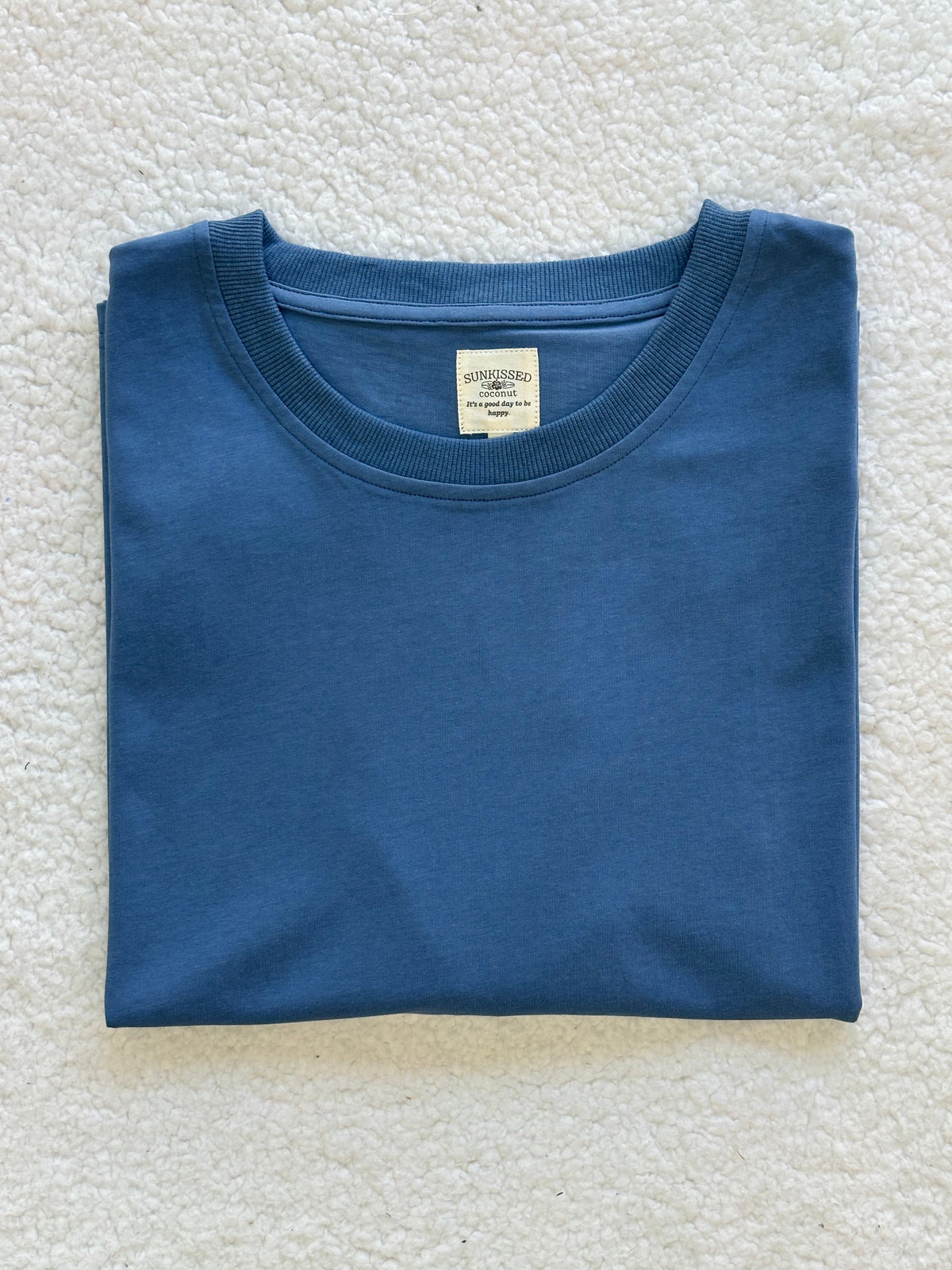Hamptons Blue Basic Slightly Cropped Blank Tee