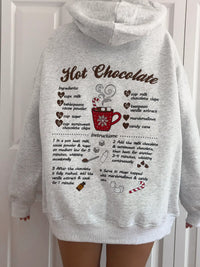 Hot Chocolate Recipe Christmas Embroider Hoodie