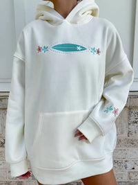 Detailed Surfboard Embroidered Hoodie