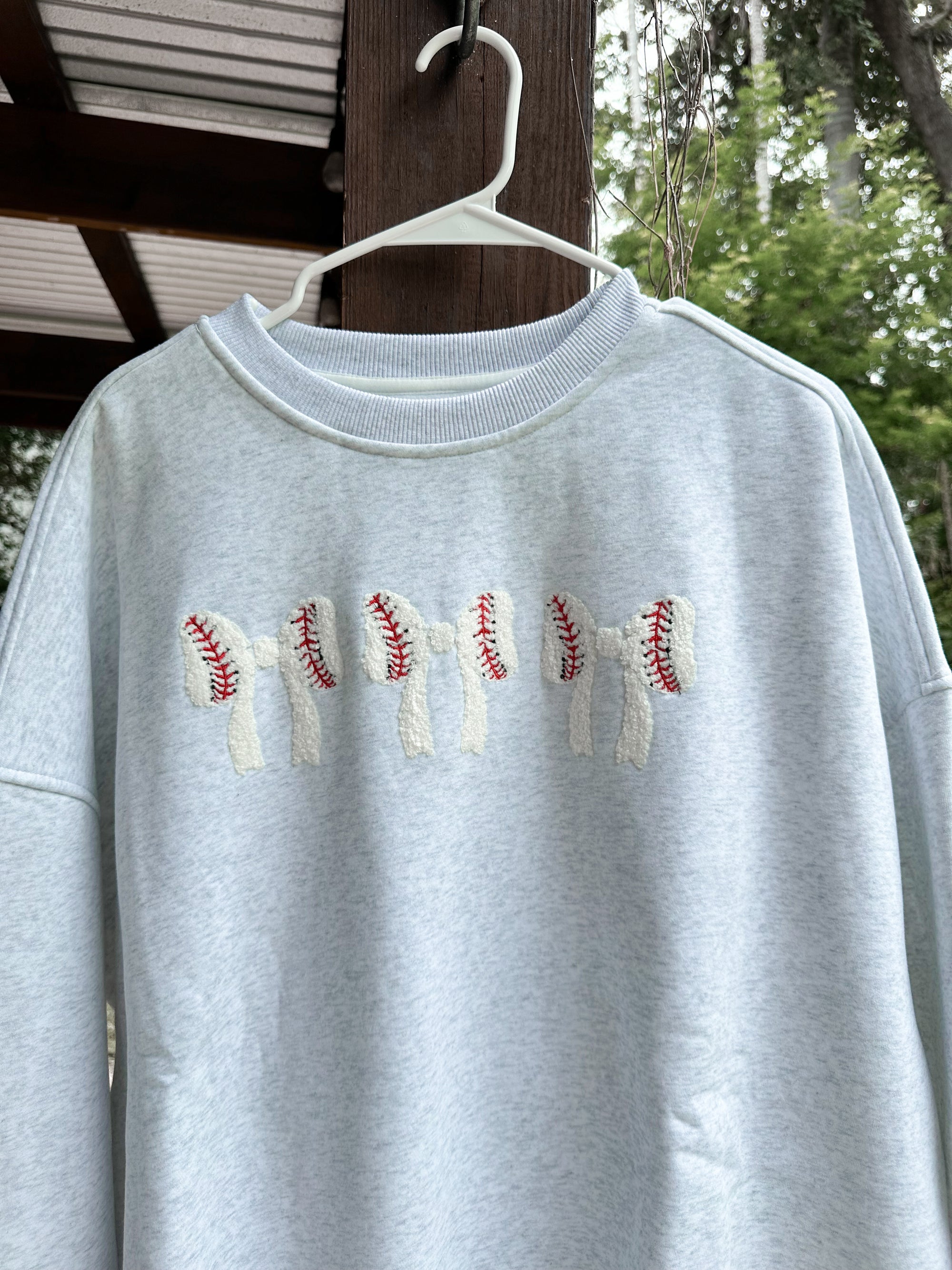 Baseball Bows Embroider Sweatshirt