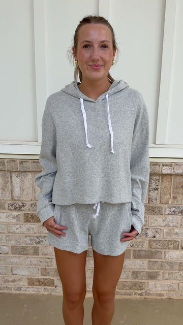 Grey Waffle Knit Shorts