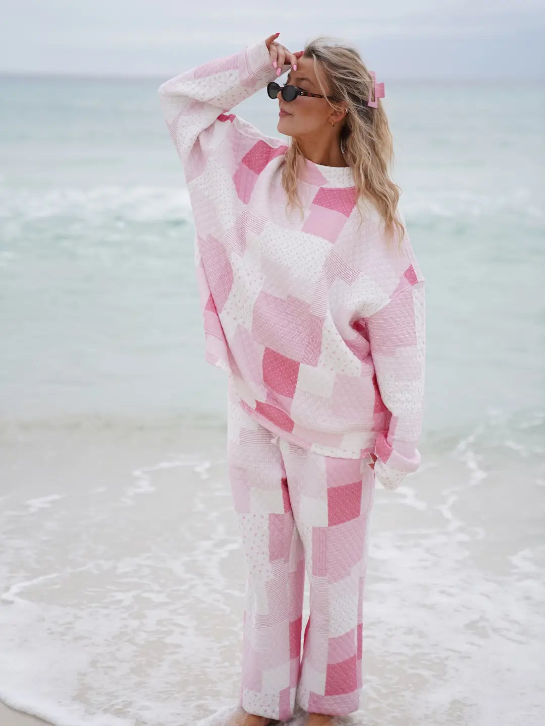 Margo Quilted Patchwork Mockneck Sweatshirt