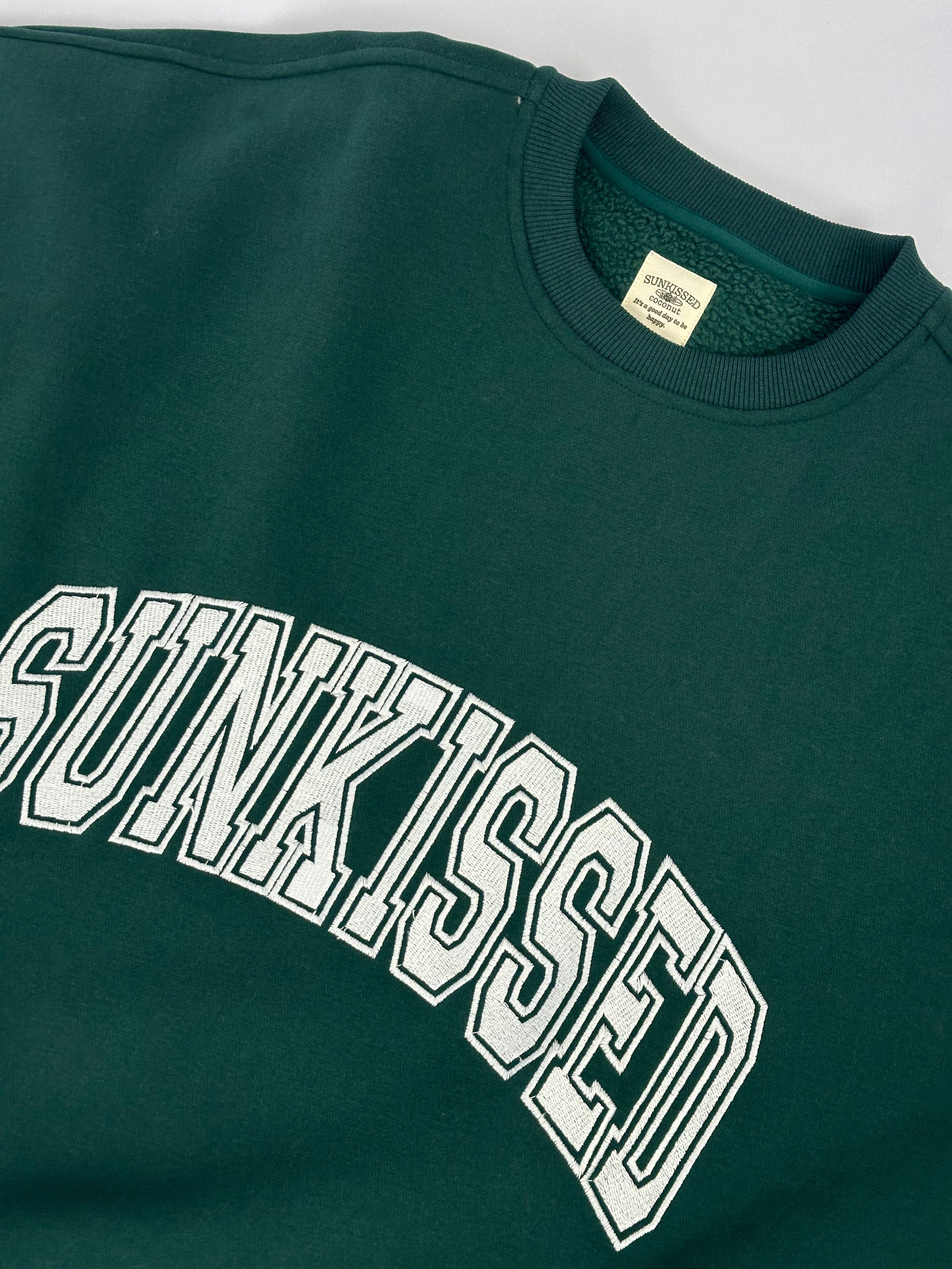 Winter Green Sunkissed Varsity Embroider Sweatshirt