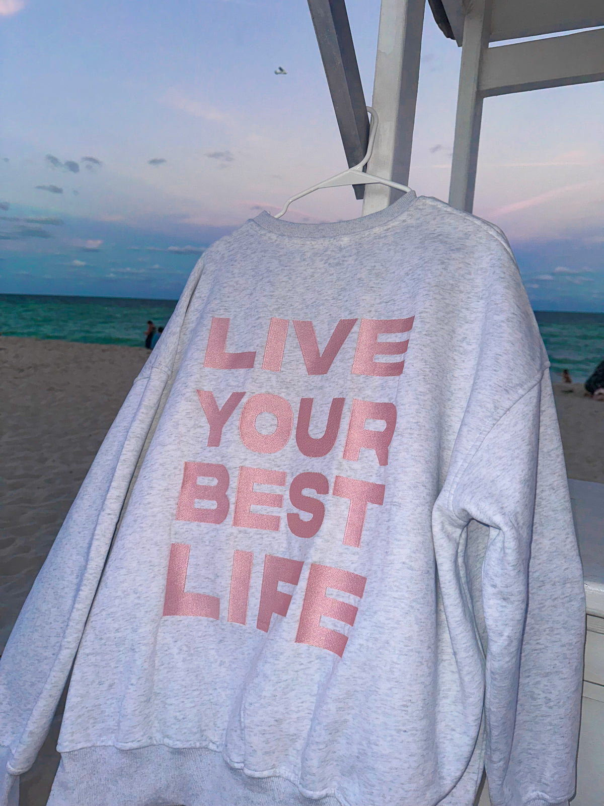 Pearl Grey Live Your Best Life Embroider Sweatshirt