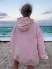 Light Pink Star Lux Striped Hoodie