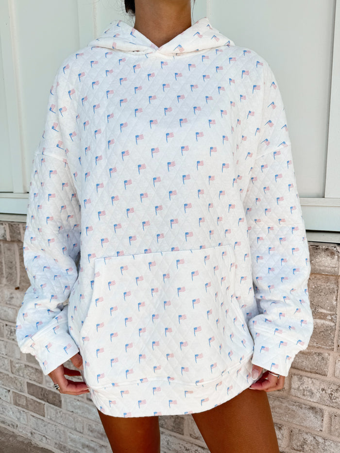American Flag Quilted Hoodie