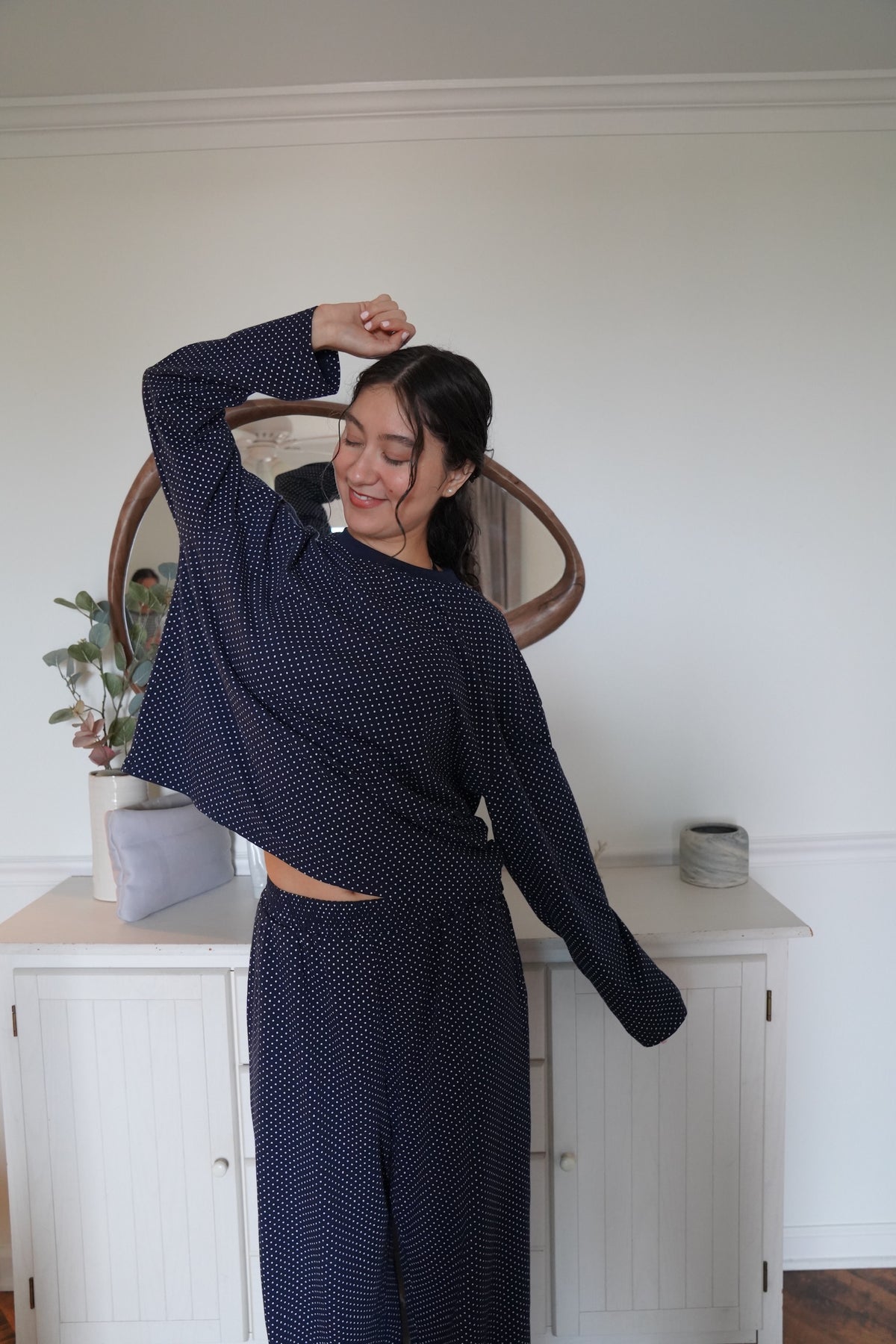 Navy Blue Polka Dot Loungewear Pants