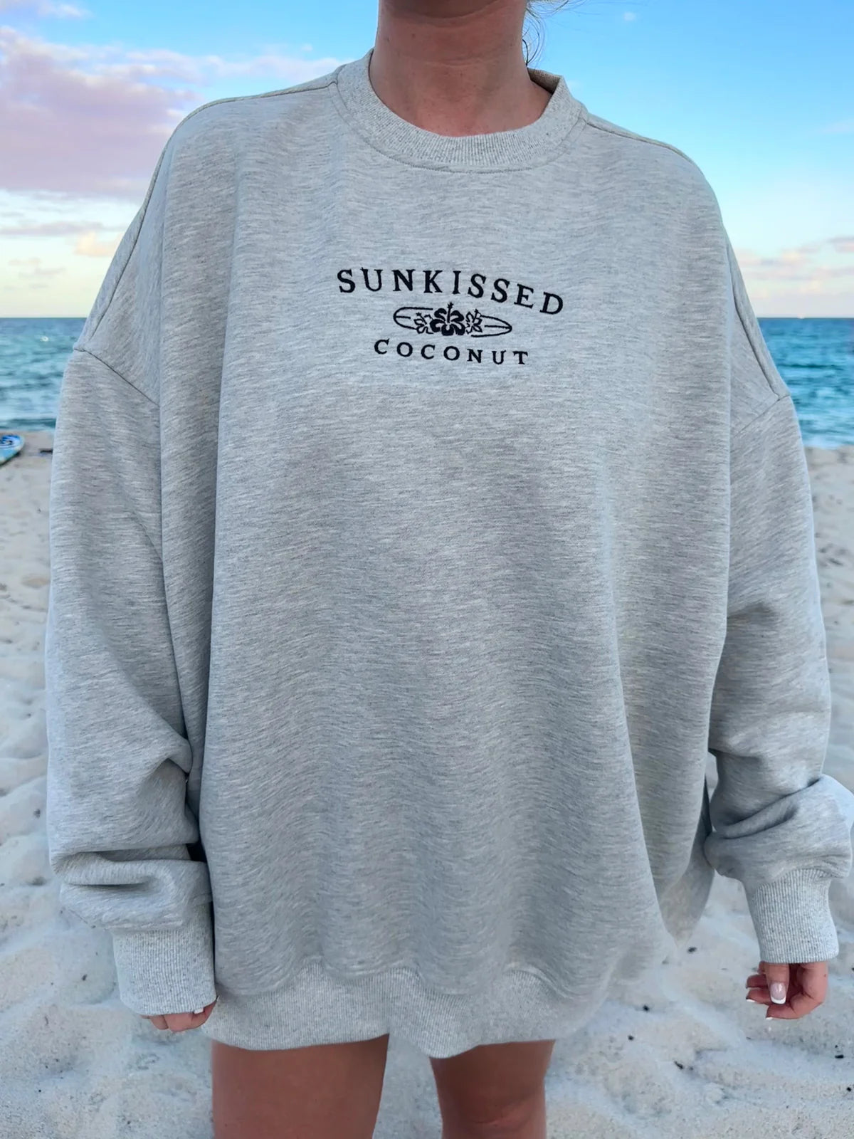 Sunkissedcoconut Embroider Oversized Crewneck Sweatshirt