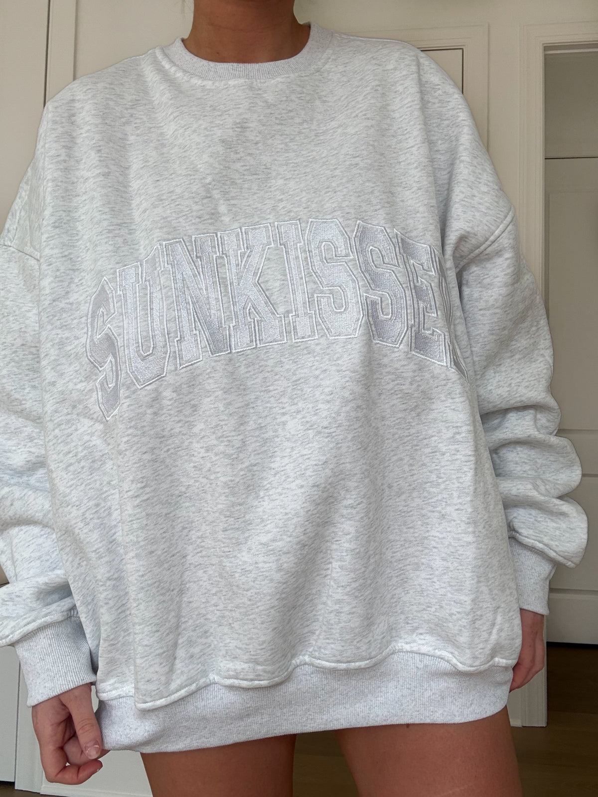 Limited Sunkissed Collegiate Embroider Oversized Crewneck Sweatshirt