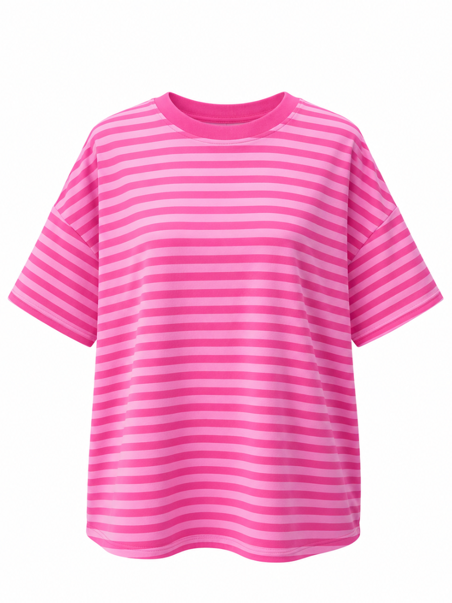 Ella Striped Oversized Short Sleeve Lounge Top
