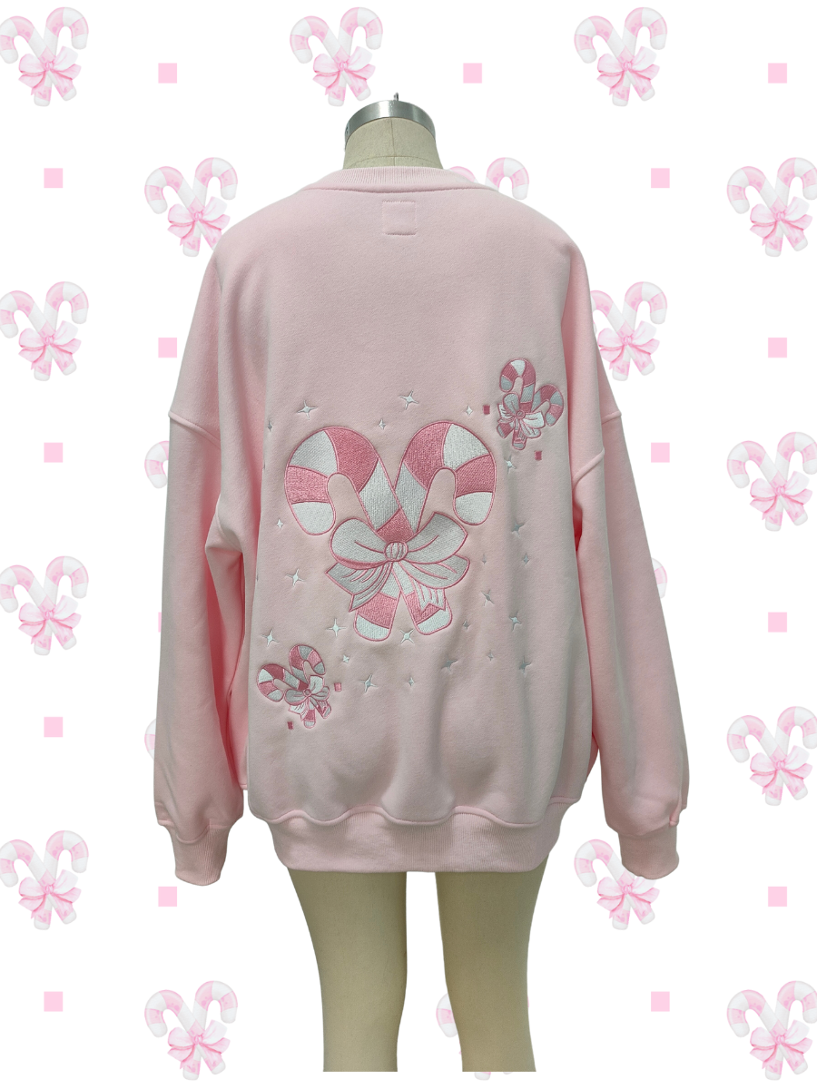 Light Pink Candy Cane Wonderland Sweatshirt