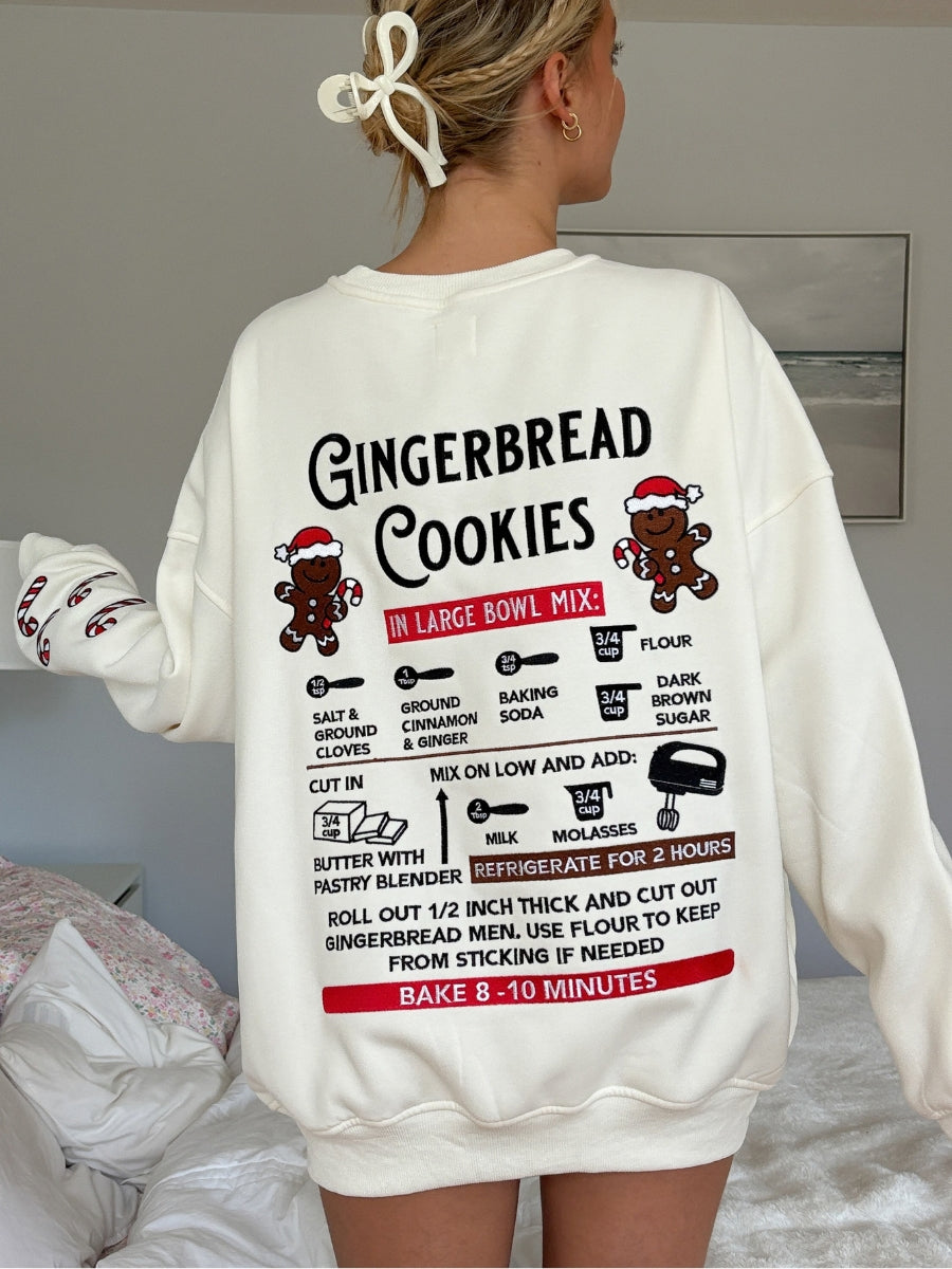 Gingerbread Recipe Christmas Embroider Sweatshirt