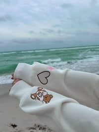 Ivory Teddy Bear Embroider Sweatshirt