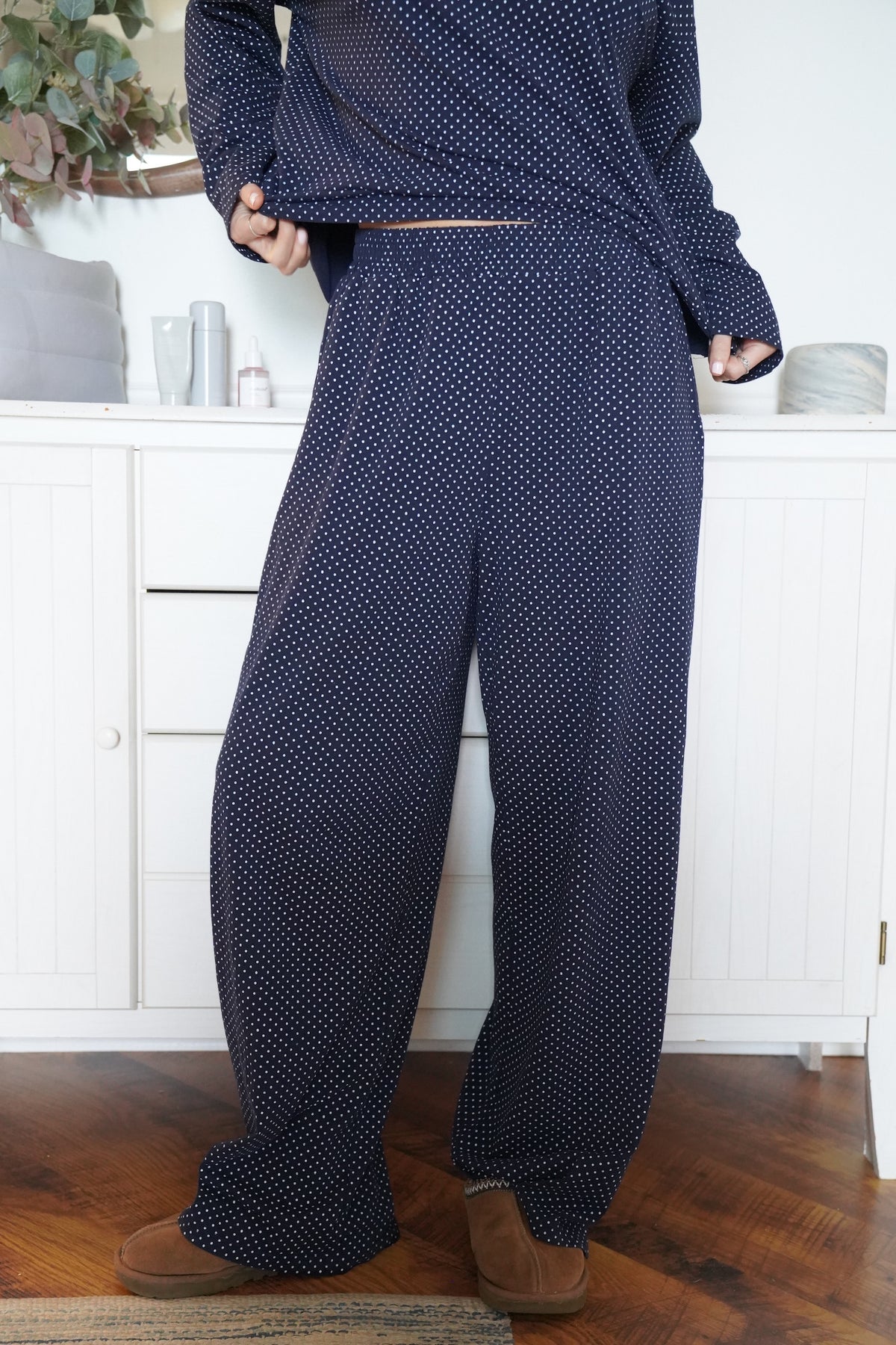 Navy Blue Polka Dot Loungewear Pants
