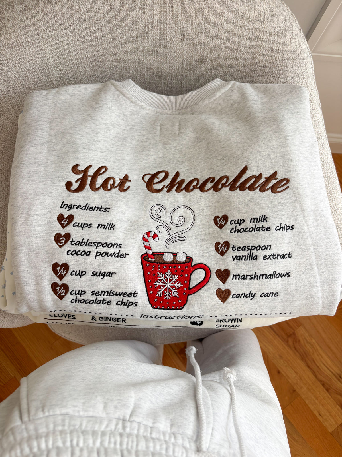 Pearl Grey Hot Chocolate Recipe Christmas Embroider Sweatshirt