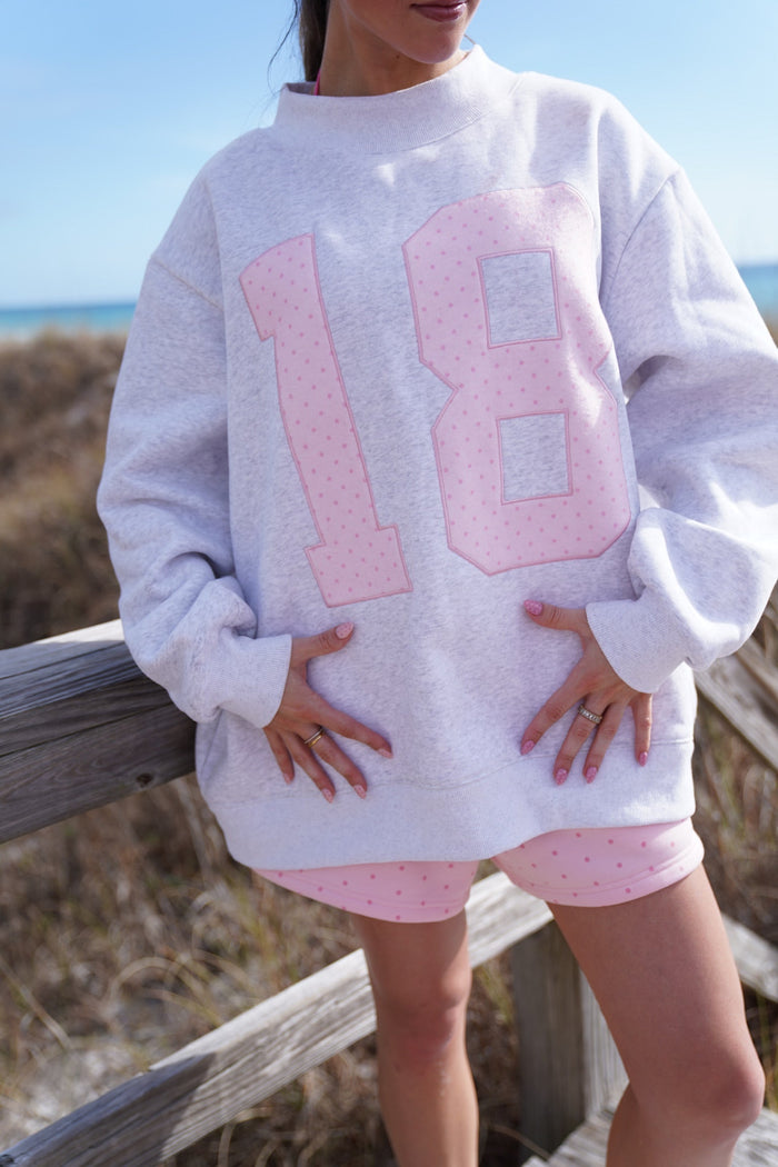 Polka Dot 18 Senior Embroider Mockneck Sweatshirt