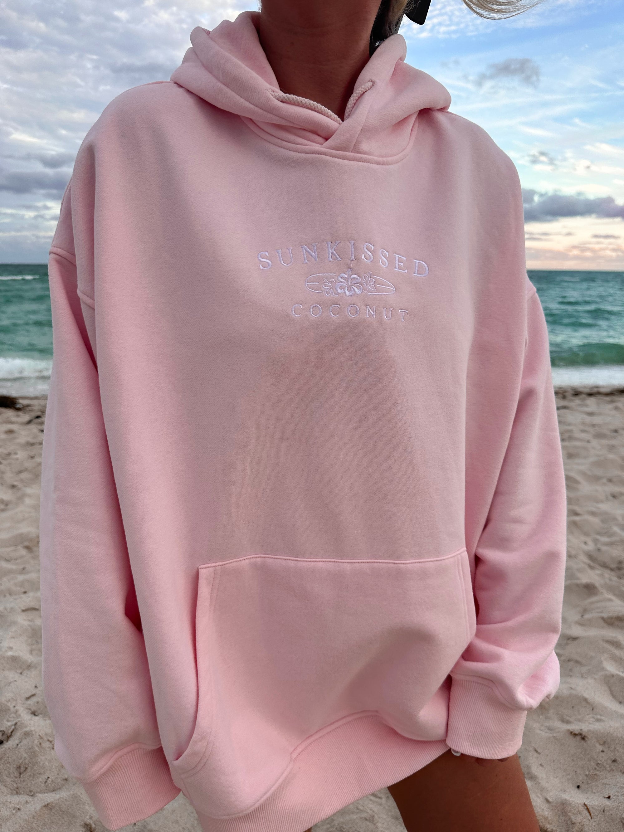 Light Pink Sunkissedcoconut Logo Embroider Hoodie