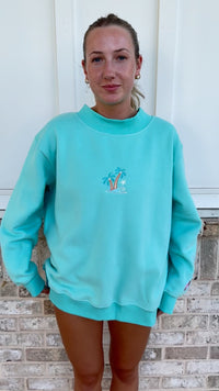 Ocean Gem Embroidered Mockneck Sweatshirt