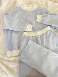 Blue and White Mini Striped Sweatpants