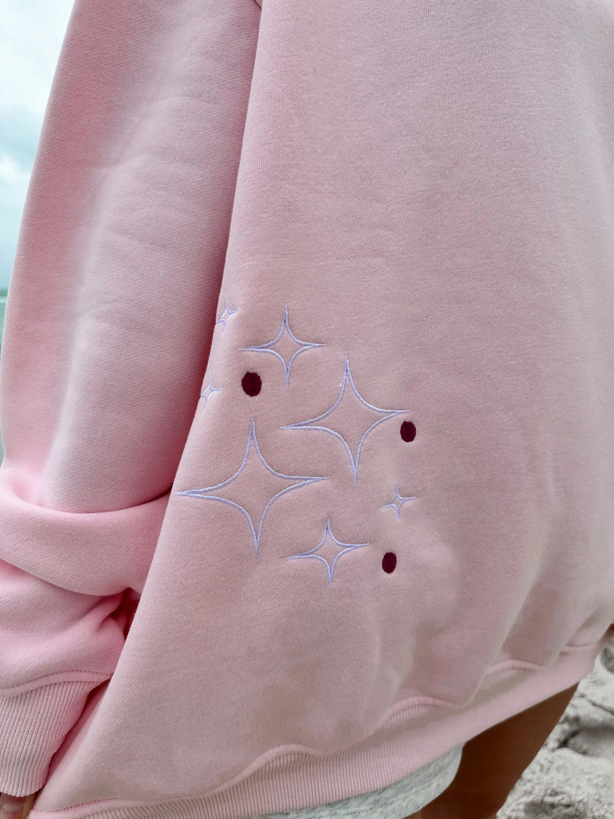 Light Pink Sunset Rays Embroider Sweatshirt