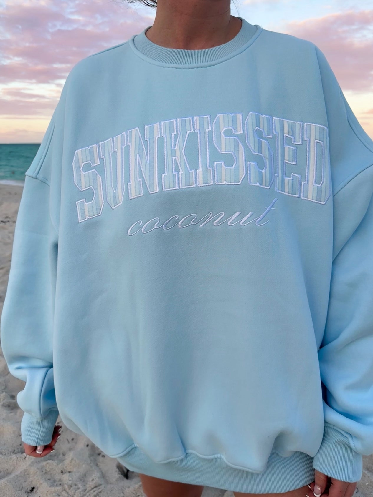 Icy Blue Sunkissed In Vogue Striped Sweatshirt