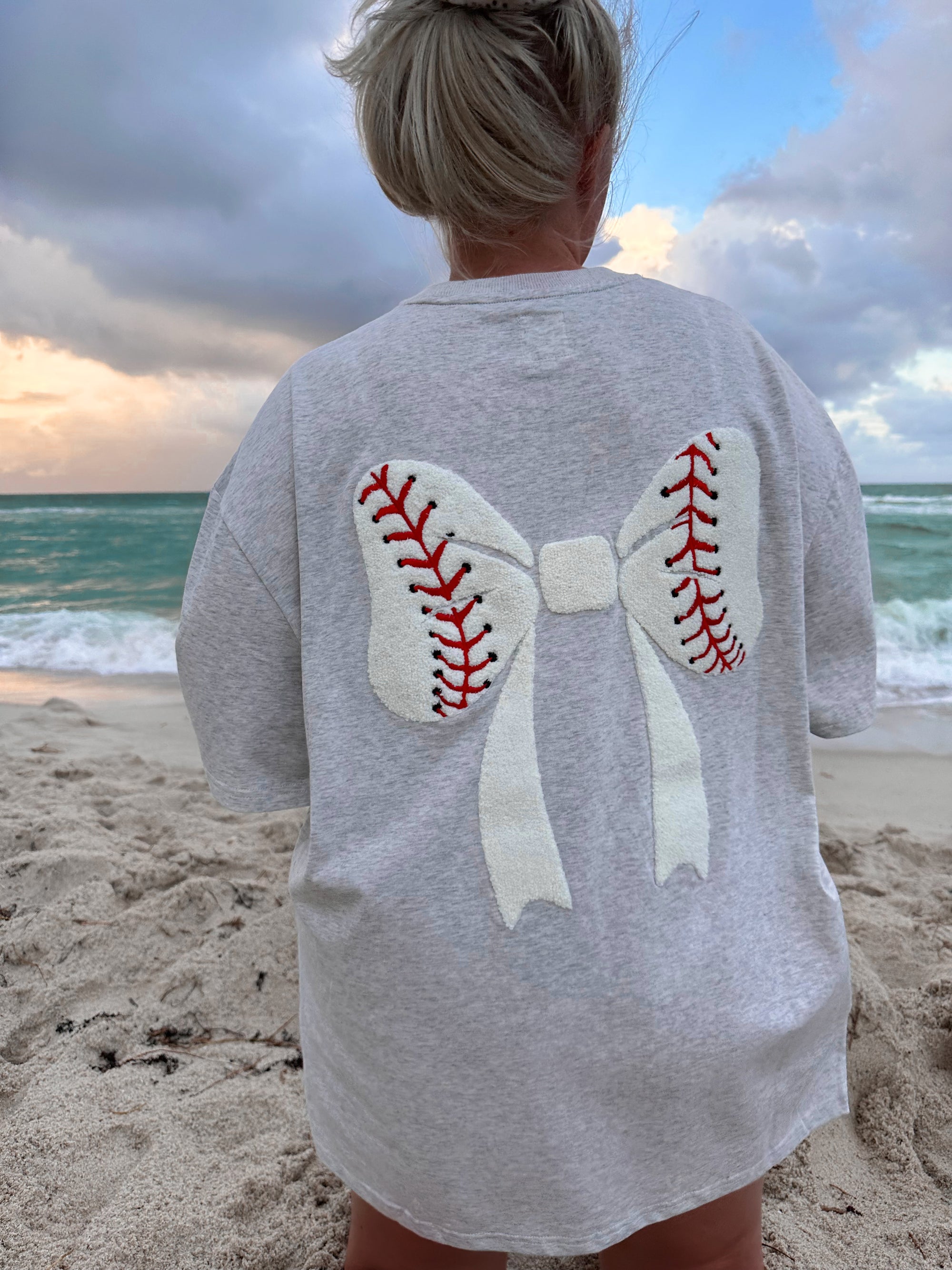 Baseball Bows Embroider Tee