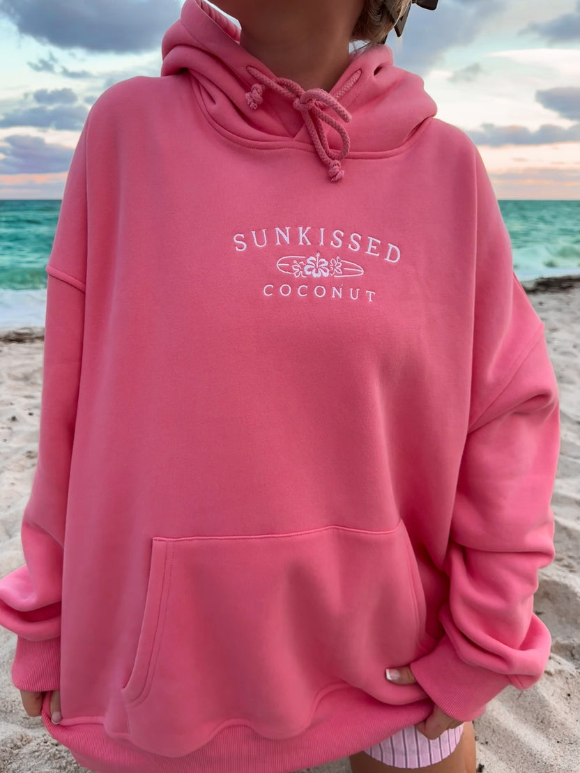 Hibiscus Pink Tropical Embroider Sweatshirt | Sunkissed Coconut