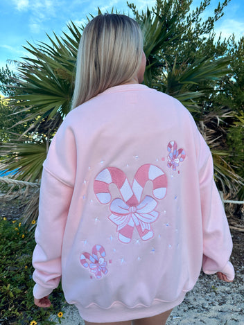 Pink Candy Pattern Print Women's Sweatshirt