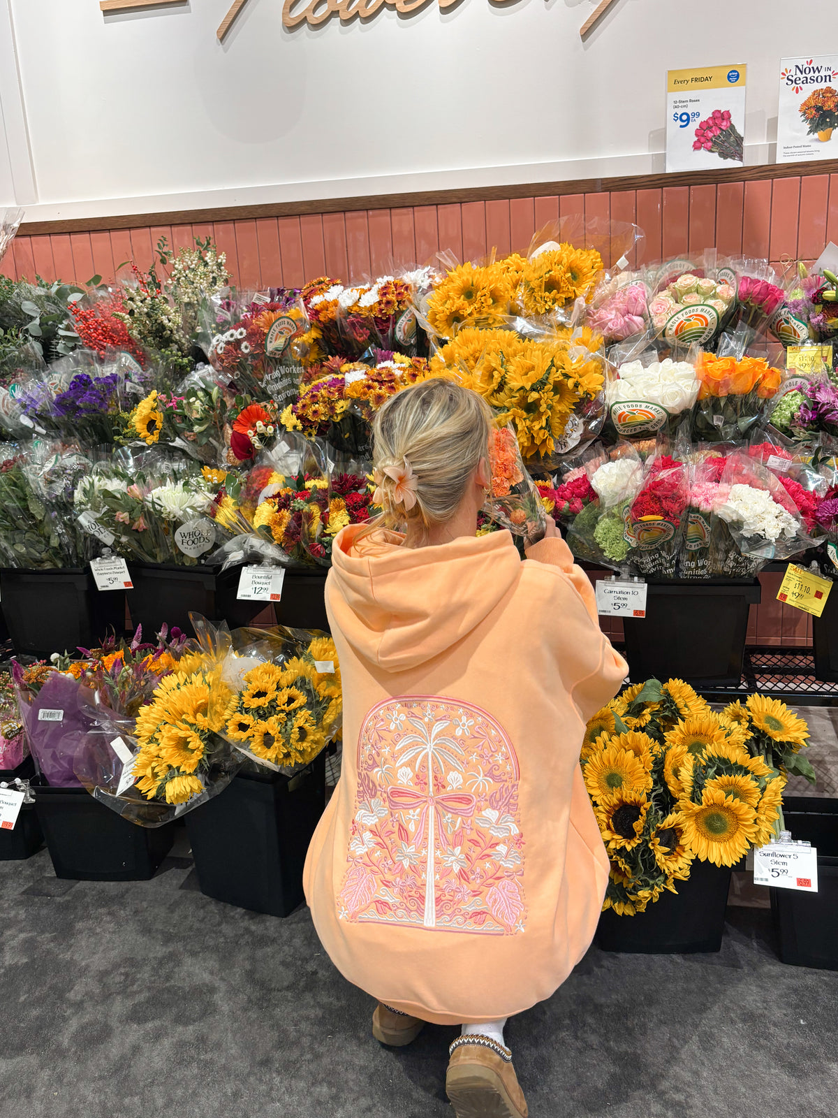 Sherbet Orange Tropical Palms Hoodie