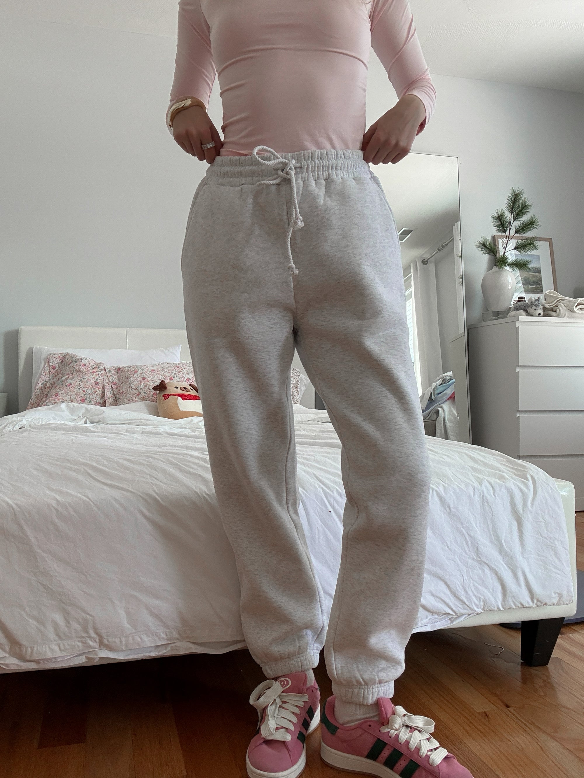 Pearl Grey Basic Blank Jogger Sweatpants