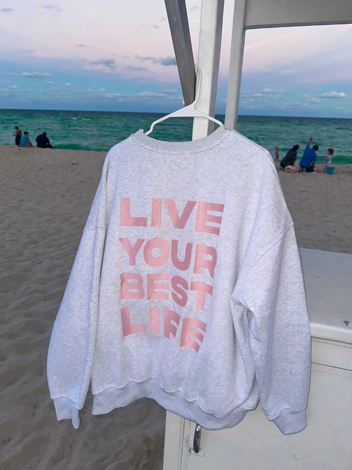 Pearl Grey Live Your Best Life Embroider Sweatshirt