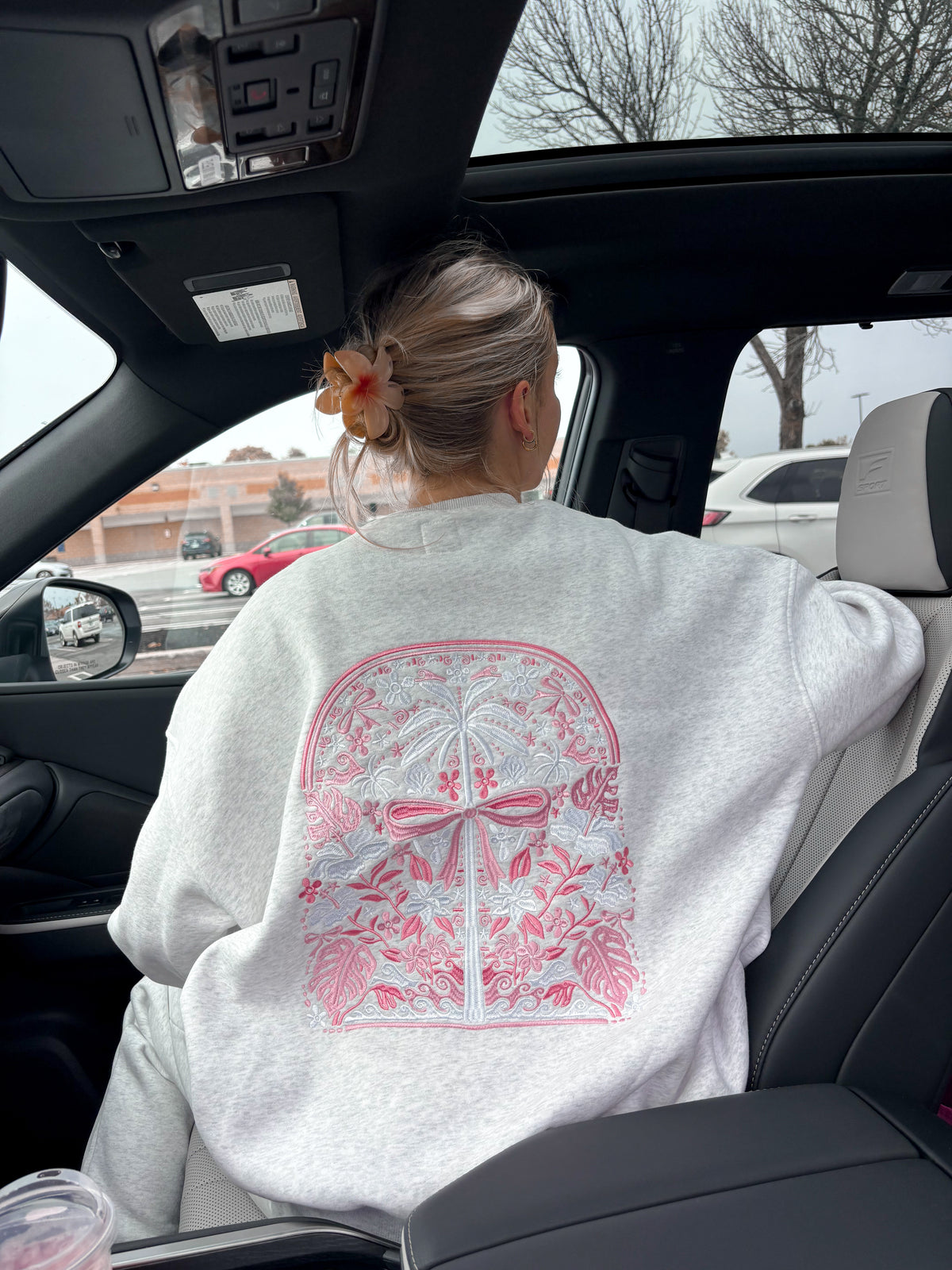 Pearl Grey Tropical Palms Sweatshirt