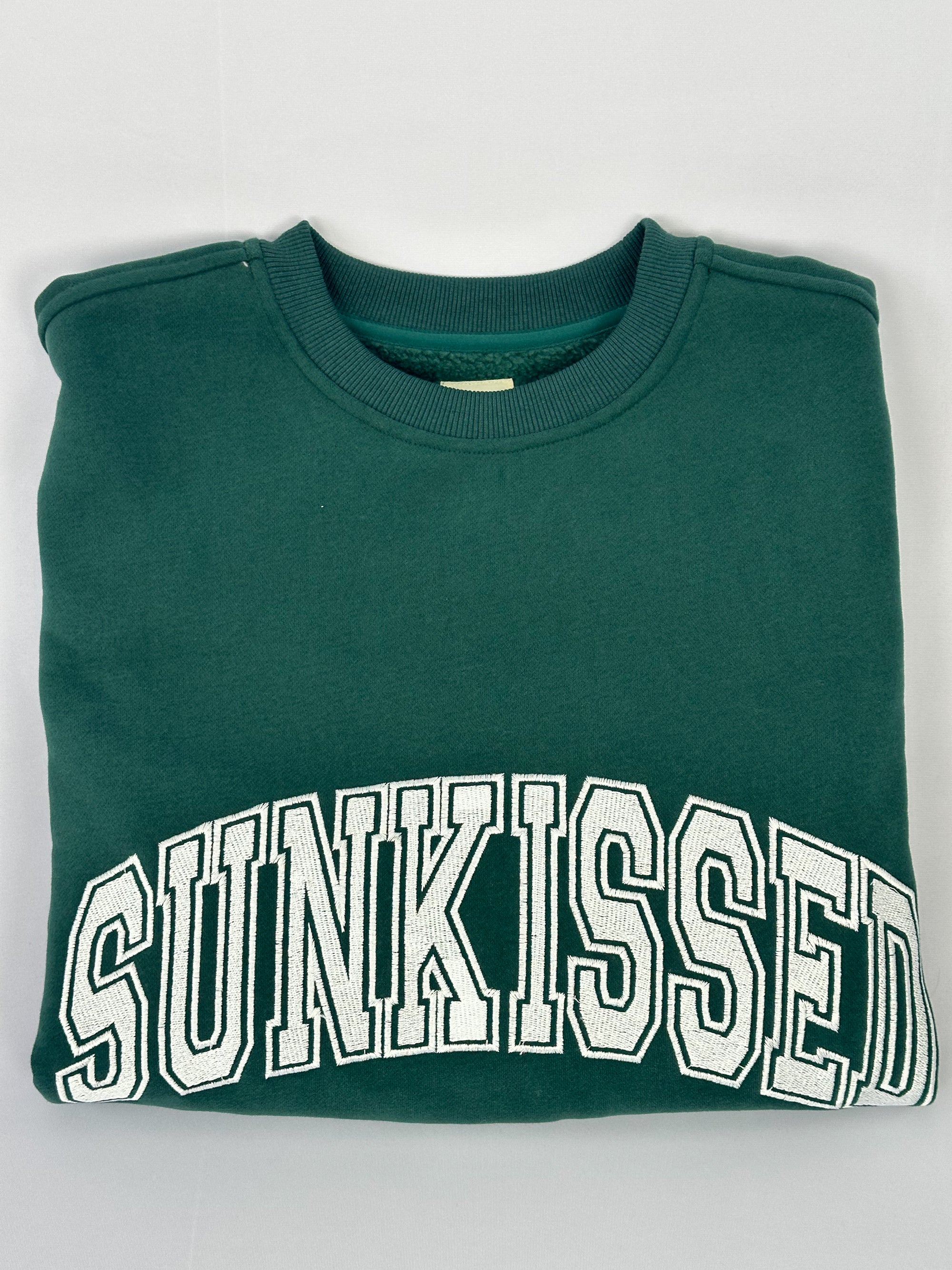 Winter Green Sunkissed Varsity Embroider Sweatshirt