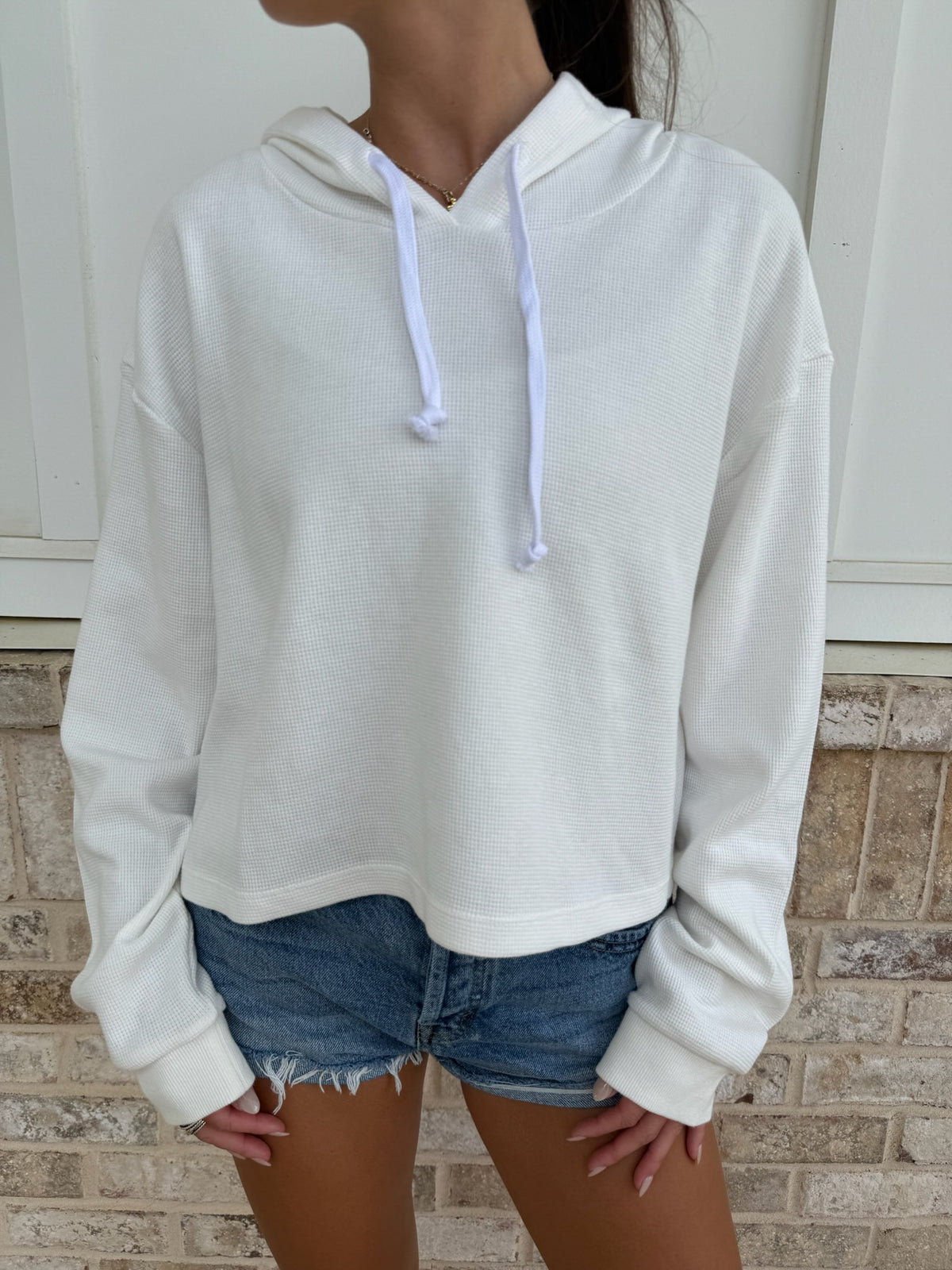 Ivory Waffle Kit Hoodie