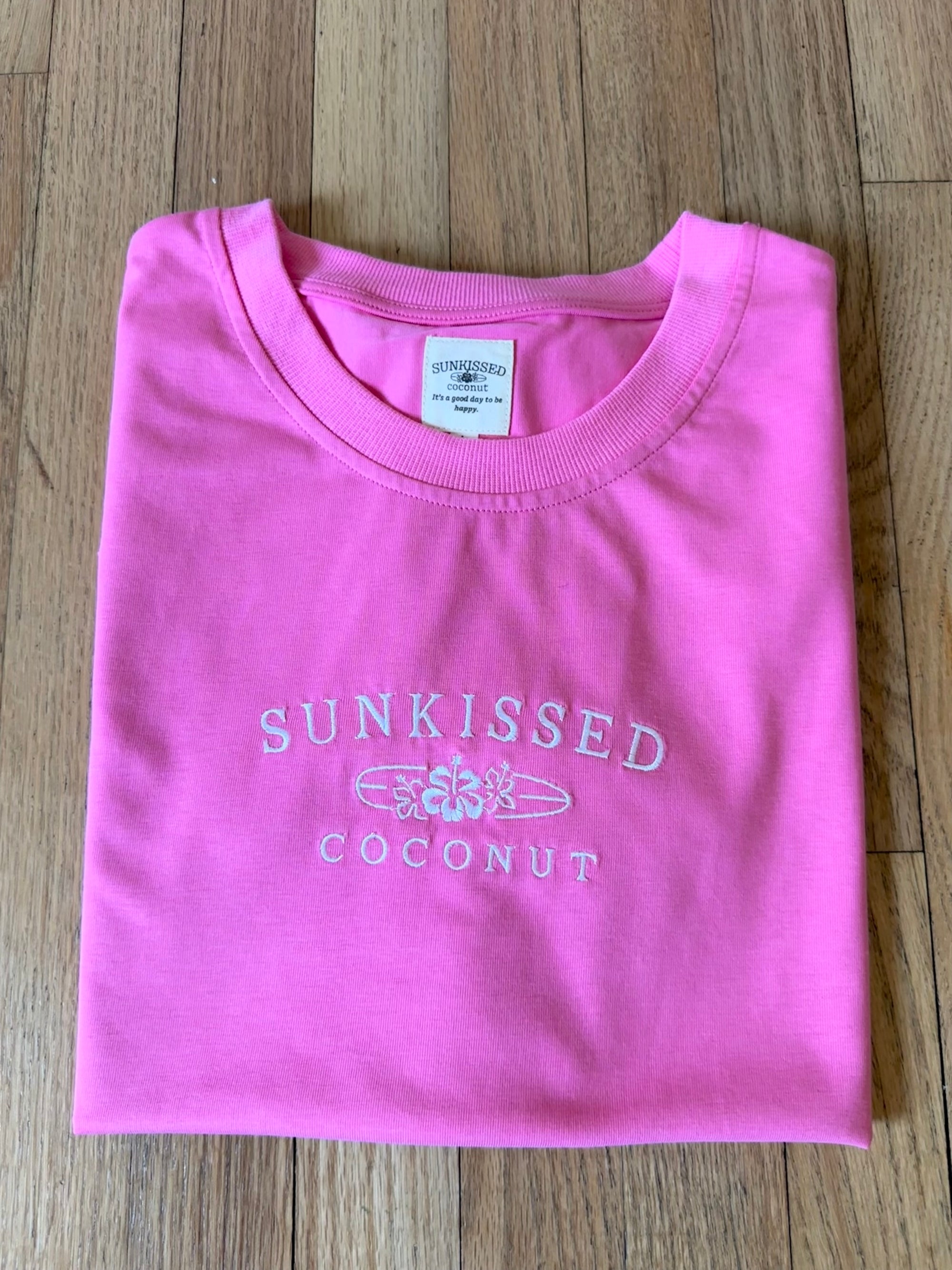 Malibu Pink Basic Watercolor Embroider Tee