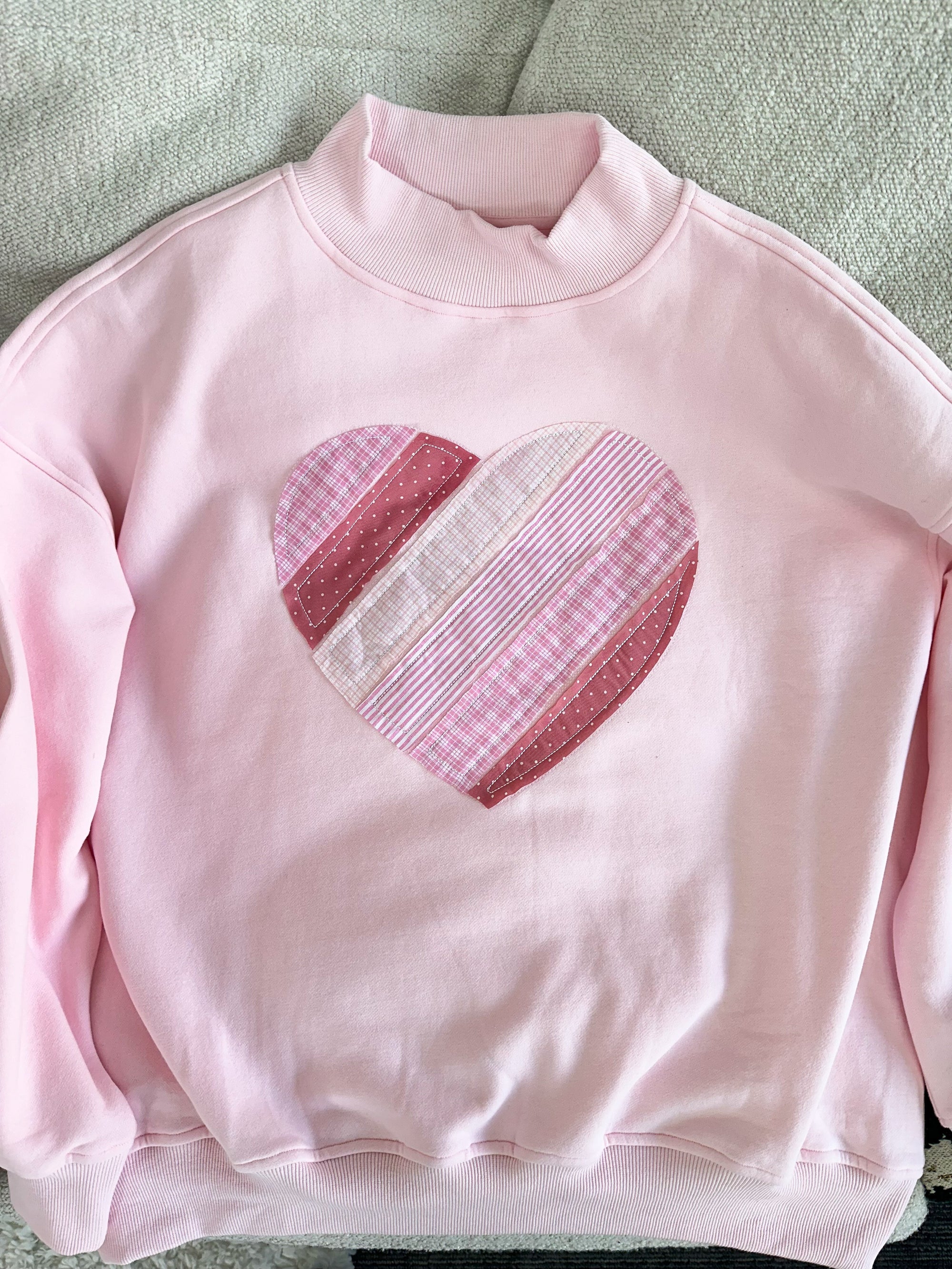 Light Pink Heart Mockneck Sweatshirt