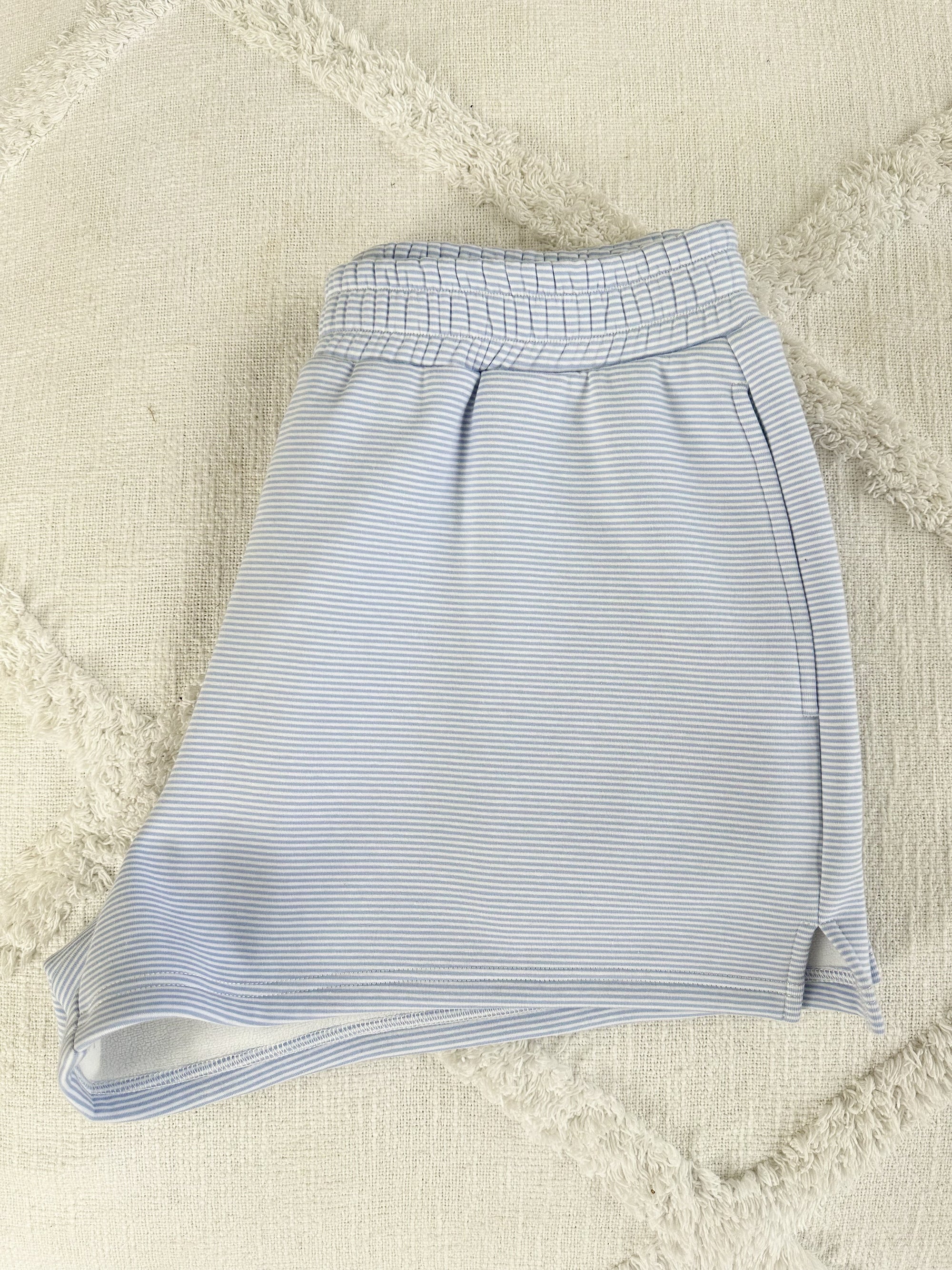 Blue and White Mini Striped Shorts