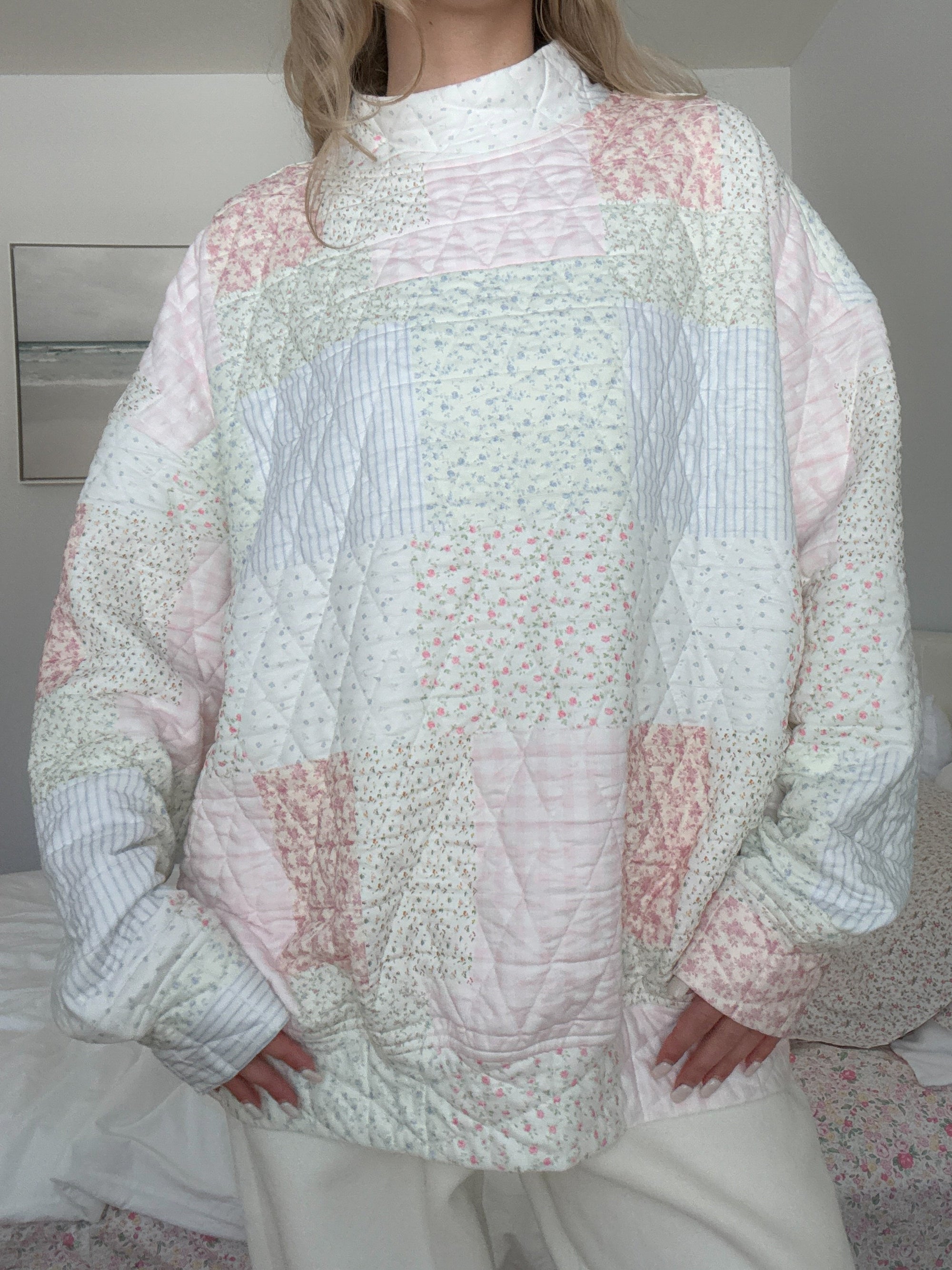 Quilted Pastel Mockneck Sweatshirt