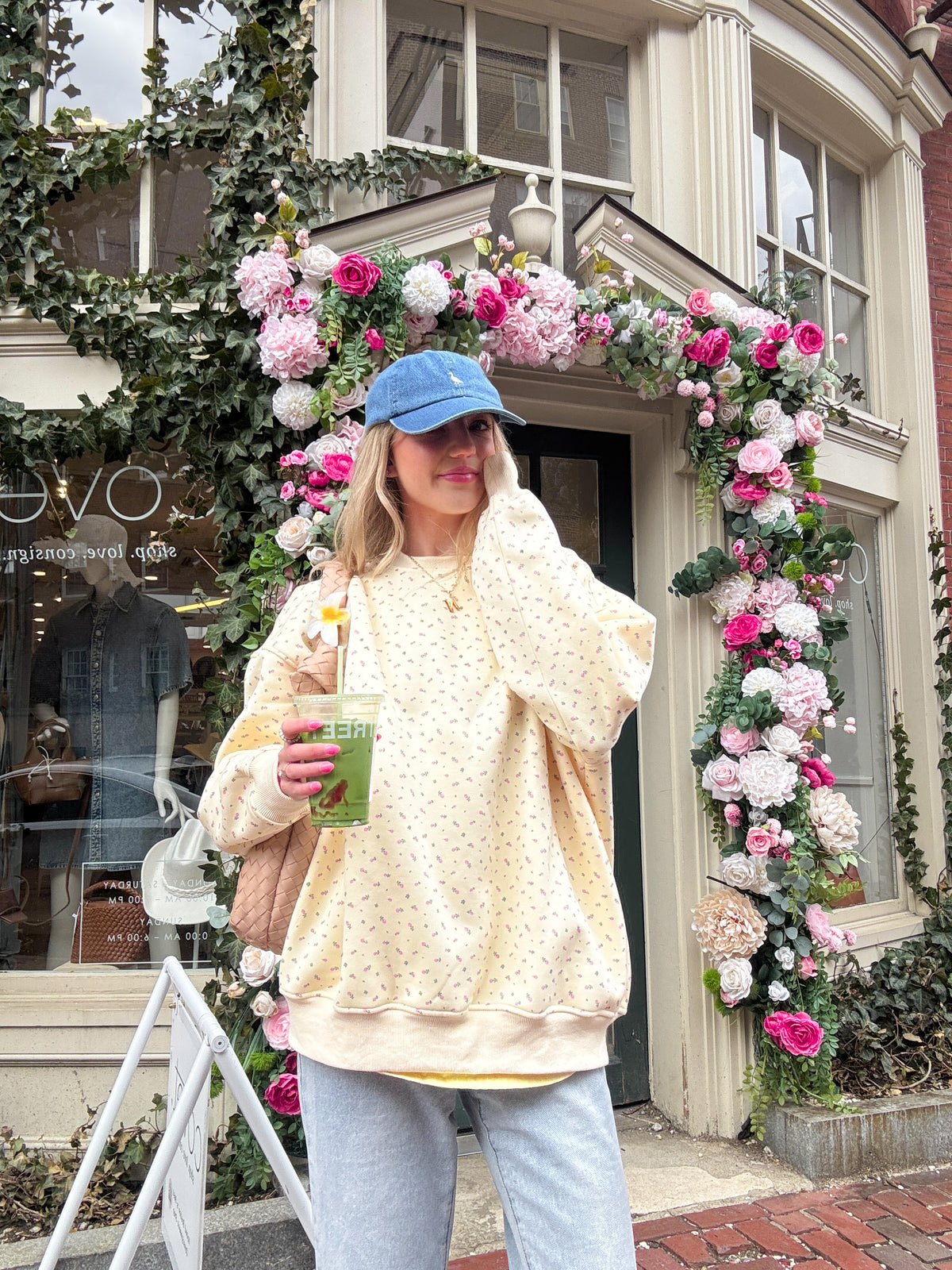 Blank Toasted Cream Roses Sweatshirt