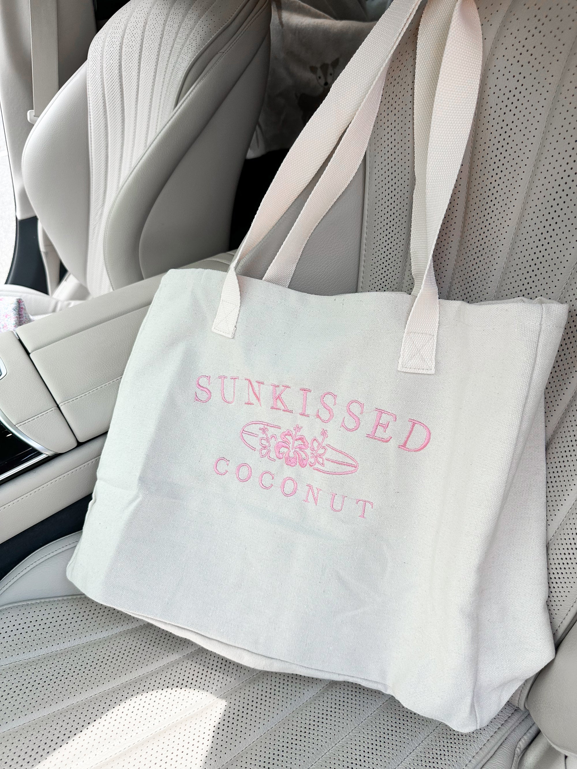 X-Large Sunkissedcoconut Embroider Canvas Tote Bag