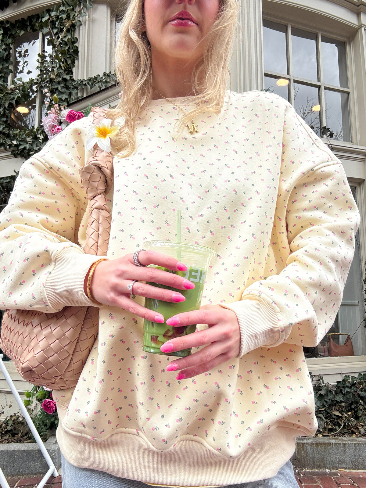 Blank Toasted Cream Roses Sweatshirt