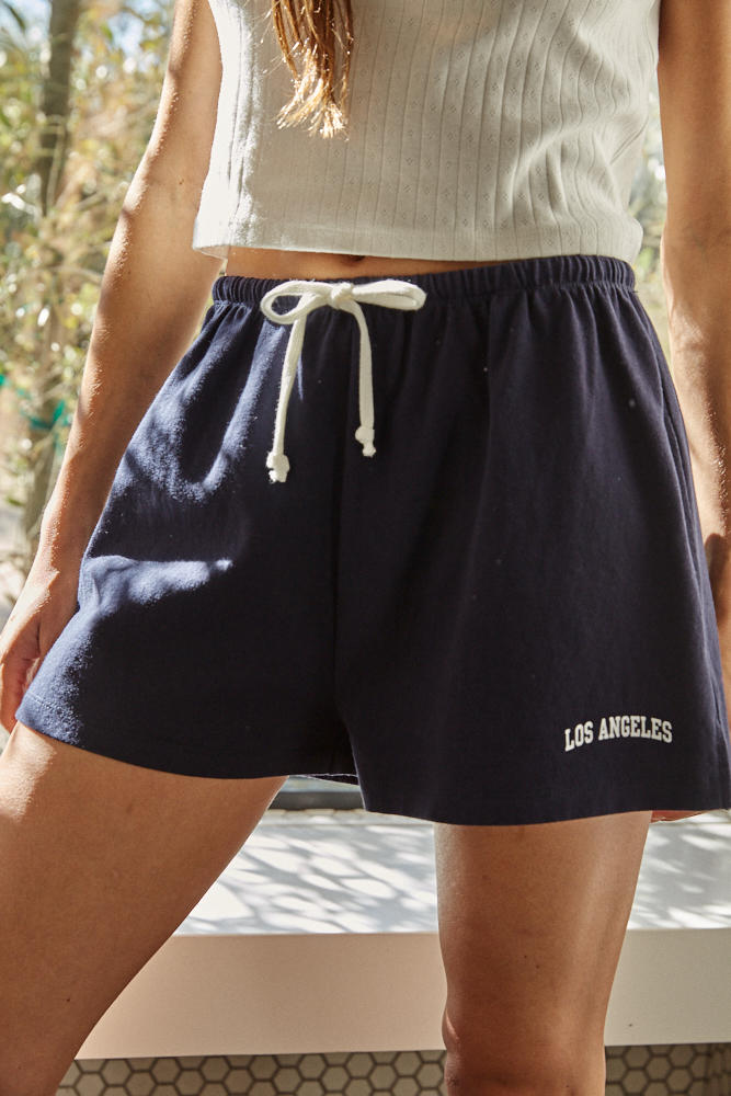 Navy Cotton Los Angeles Shorts